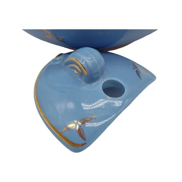 Tea Pot Hall Cadet Blue 1940s Hooked Lid Gold Trim 6 Cup - Picture 9 of 11